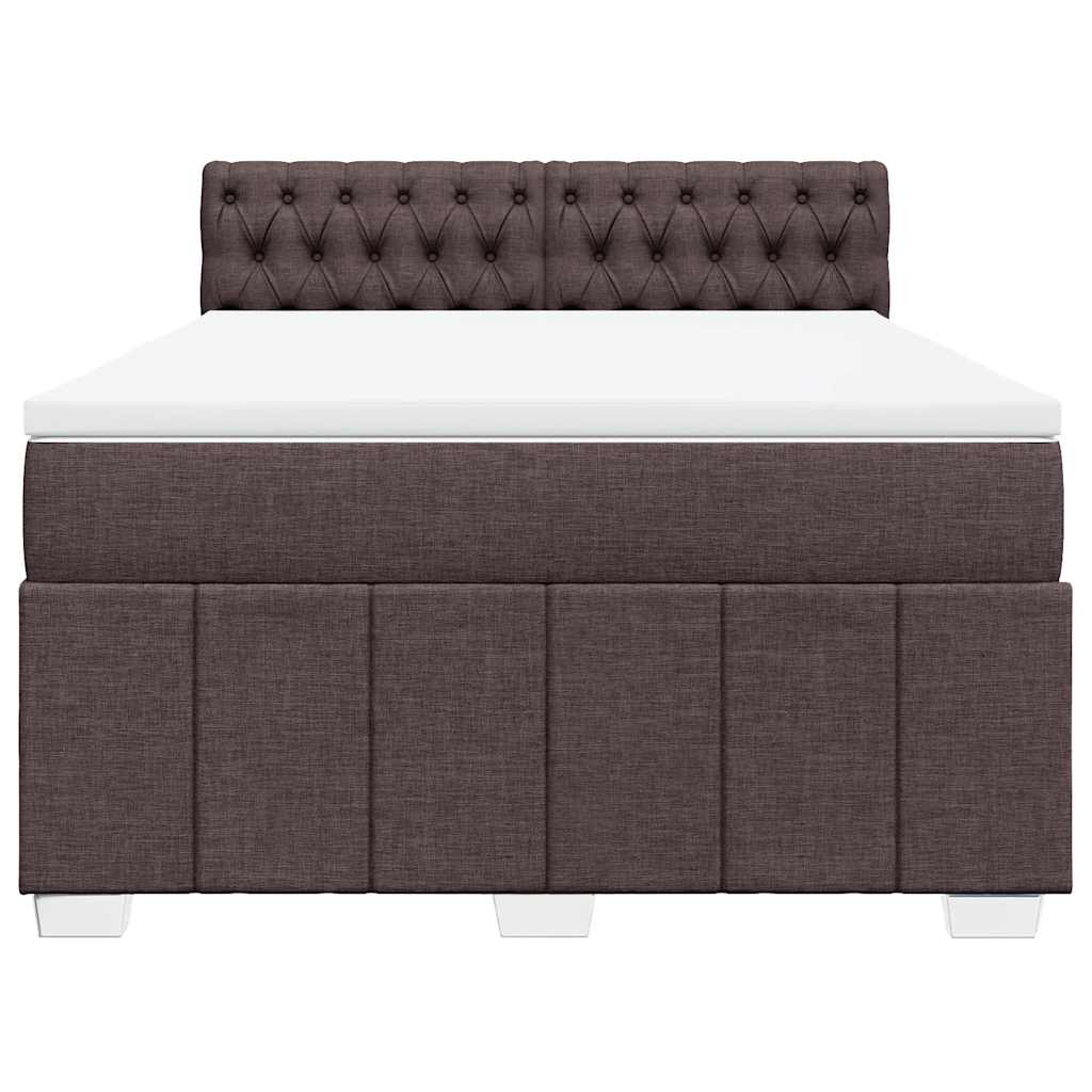 Κρεβάτι Boxspring με Στρώμα Σκούρο Καφέ 140x190 εκ. Υφασμάτινο - Pakobazaar
