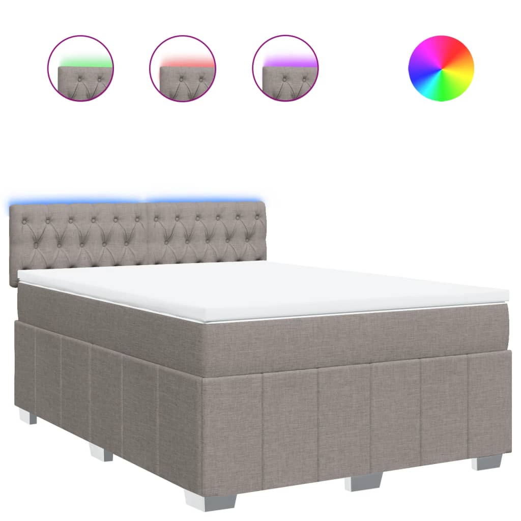Κρεβάτι Boxspring με Στρώμα Taupe 140x190 εκ. Υφασμάτινο - Pakobazaar
