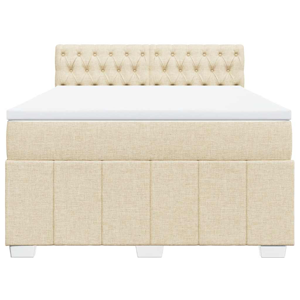 Κρεβάτι Boxspring με Στρώμα Κρεμ 140x190 εκ. Υφασμάτινο - Pakobazaar