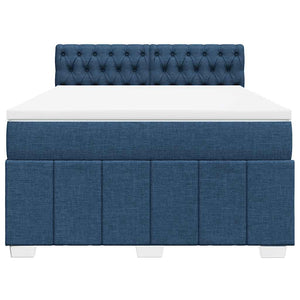 Κρεβάτι Boxspring με Στρώμα Μπλε 140x190 εκ. Υφασμάτινο