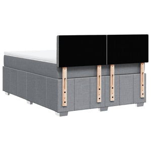 Κρεβάτι Boxspring με Στρώμα Ανοιχτό Γκρι 140x190 εκ. Υφασμάτινο - Pakobazaar