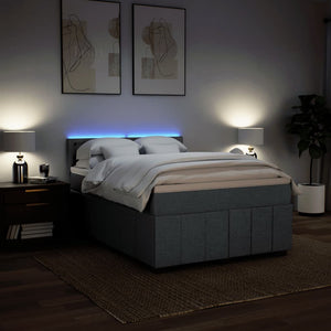 Κρεβάτι Boxspring με Στρώμα Σκούρο Γκρι 140x190 εκ. Υφασμάτινο - Pakobazaar