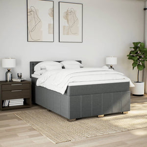 Κρεβάτι Boxspring με Στρώμα Σκούρο Γκρι 140x190 εκ. Υφασμάτινο - Pakobazaar