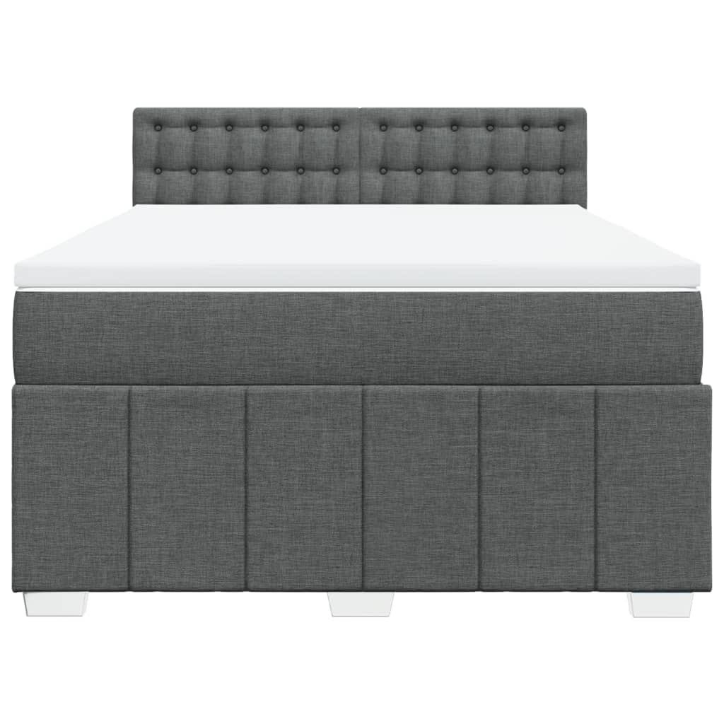 Κρεβάτι Boxspring με Στρώμα Σκούρο Γκρι 140x190 εκ. Υφασμάτινο - Pakobazaar
