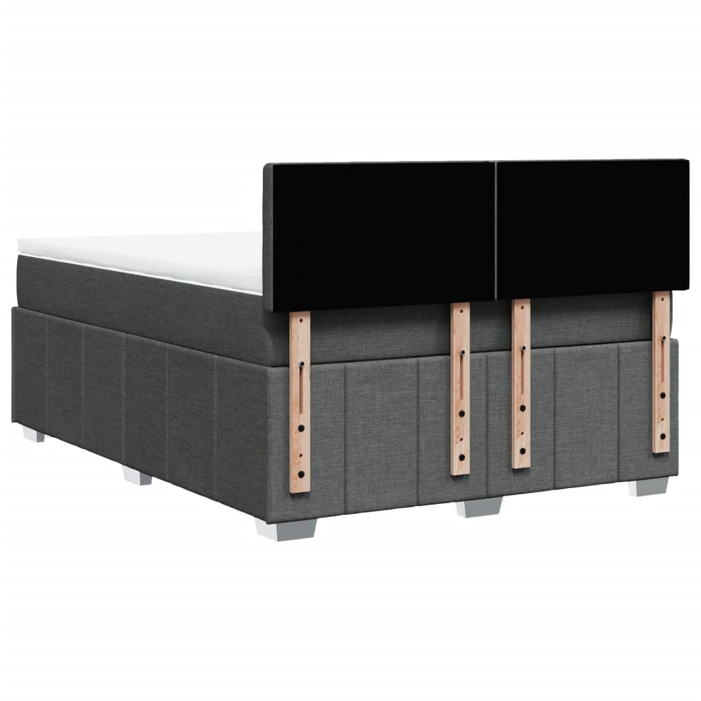 Κρεβάτι Boxspring με Στρώμα Σκούρο Γκρι 140x190 εκ. Υφασμάτινο - Pakobazaar