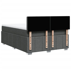 Κρεβάτι Boxspring με Στρώμα Σκούρο Γκρι 140x190 εκ. Υφασμάτινο - Pakobazaar