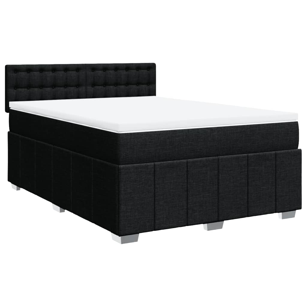 Κρεβάτι Boxspring με Στρώμα Μαύρο 140x190 εκ. Υφασμάτινο - Pakobazaar