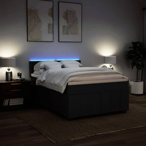 Κρεβάτι Boxspring με Στρώμα Μαύρο 140x190 εκ. Υφασμάτινο - Pakobazaar