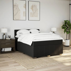 Κρεβάτι Boxspring με Στρώμα Μαύρο 140x190 εκ. Υφασμάτινο - Pakobazaar