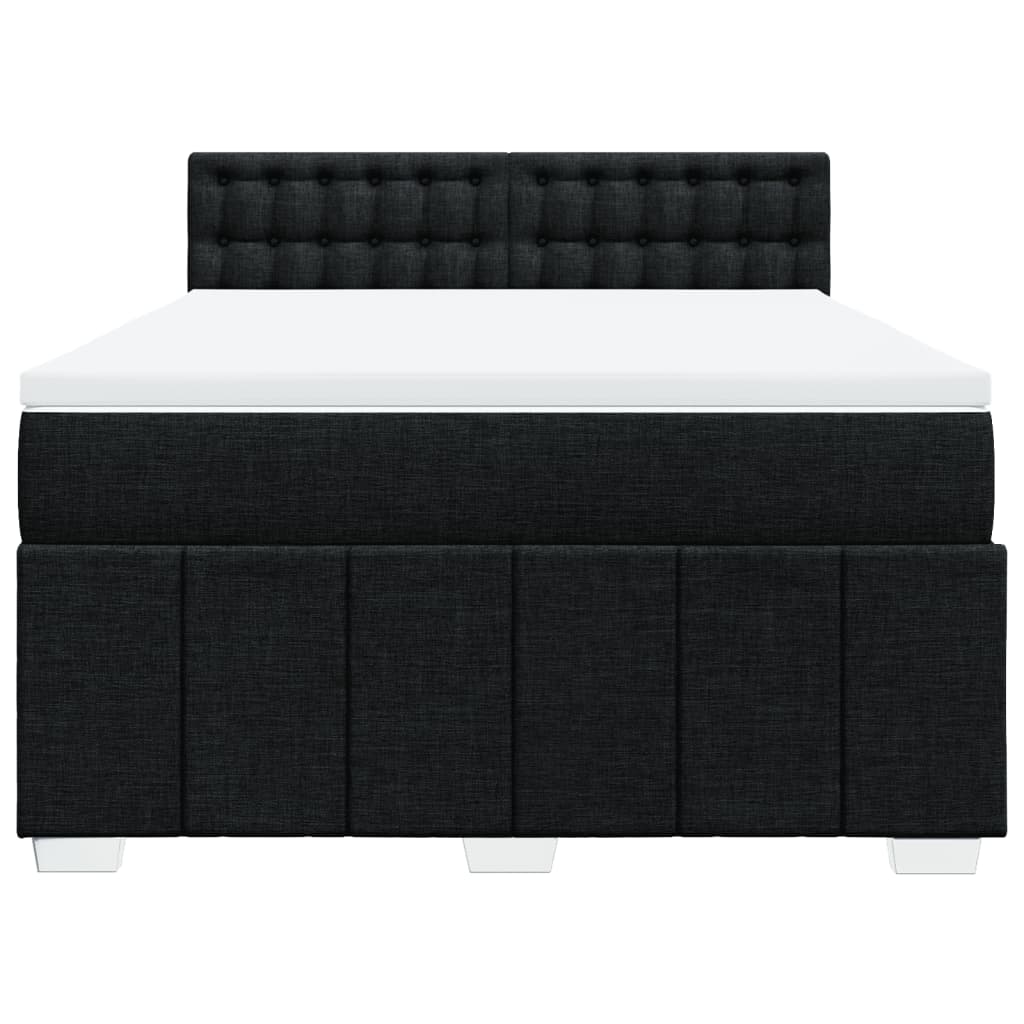 Κρεβάτι Boxspring με Στρώμα Μαύρο 140x190 εκ. Υφασμάτινο - Pakobazaar