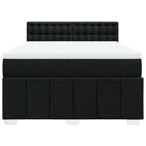 Κρεβάτι Boxspring με Στρώμα Μαύρο 140x190 εκ. Υφασμάτινο - Pakobazaar