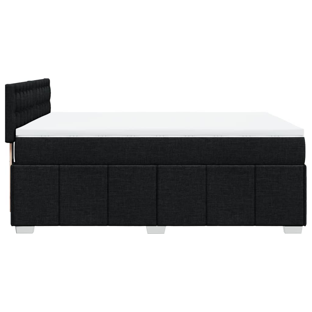 Κρεβάτι Boxspring με Στρώμα Μαύρο 140x190 εκ. Υφασμάτινο - Pakobazaar