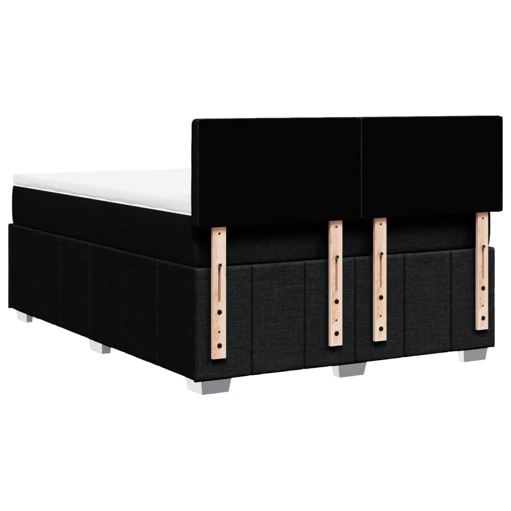 Κρεβάτι Boxspring με Στρώμα Μαύρο 140x190 εκ. Υφασμάτινο - Pakobazaar