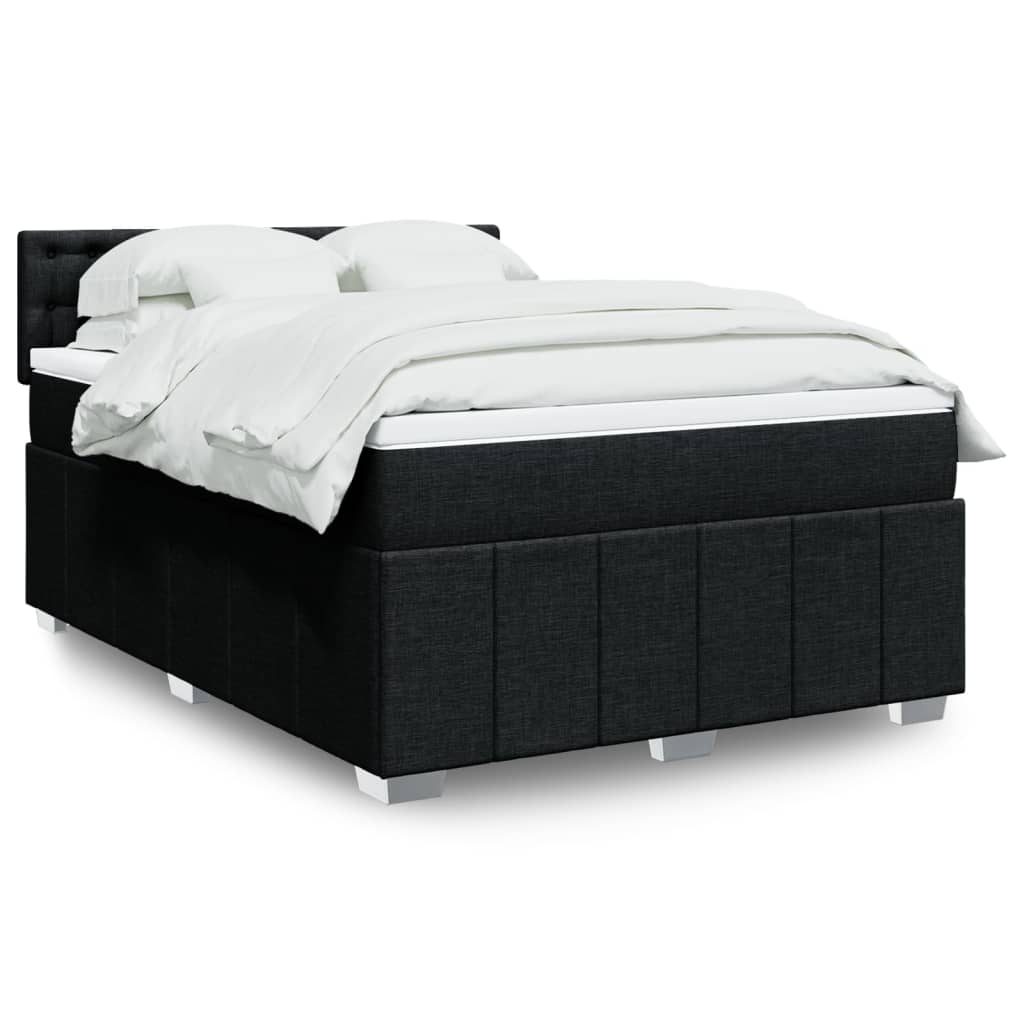 Κρεβάτι Boxspring με Στρώμα Μαύρο 140x190 εκ. Υφασμάτινο - Pakobazaar