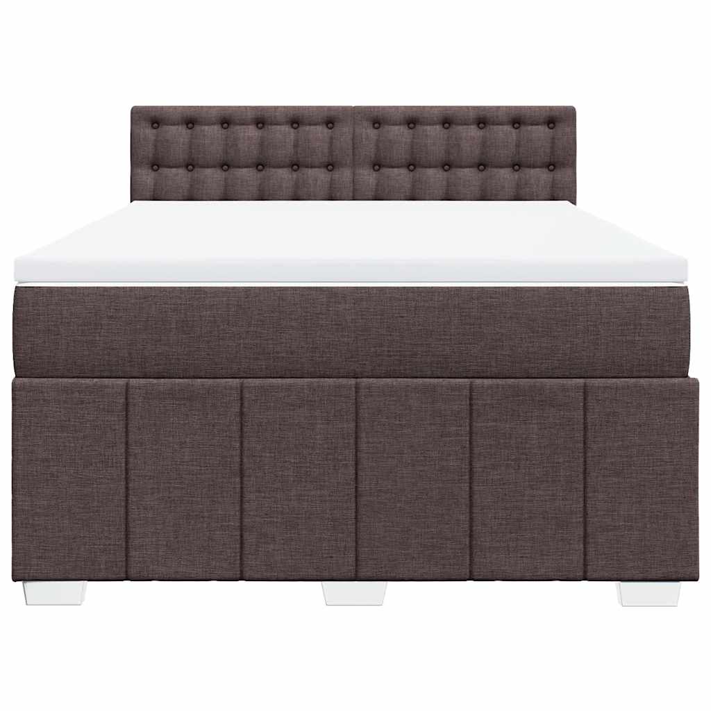 Κρεβάτι Boxspring με Στρώμα Σκούρο Καφέ 140x190 εκ. Υφασμάτινο - Pakobazaar