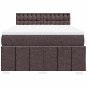 Κρεβάτι Boxspring με Στρώμα Σκούρο Καφέ 140x190 εκ. Υφασμάτινο - Pakobazaar