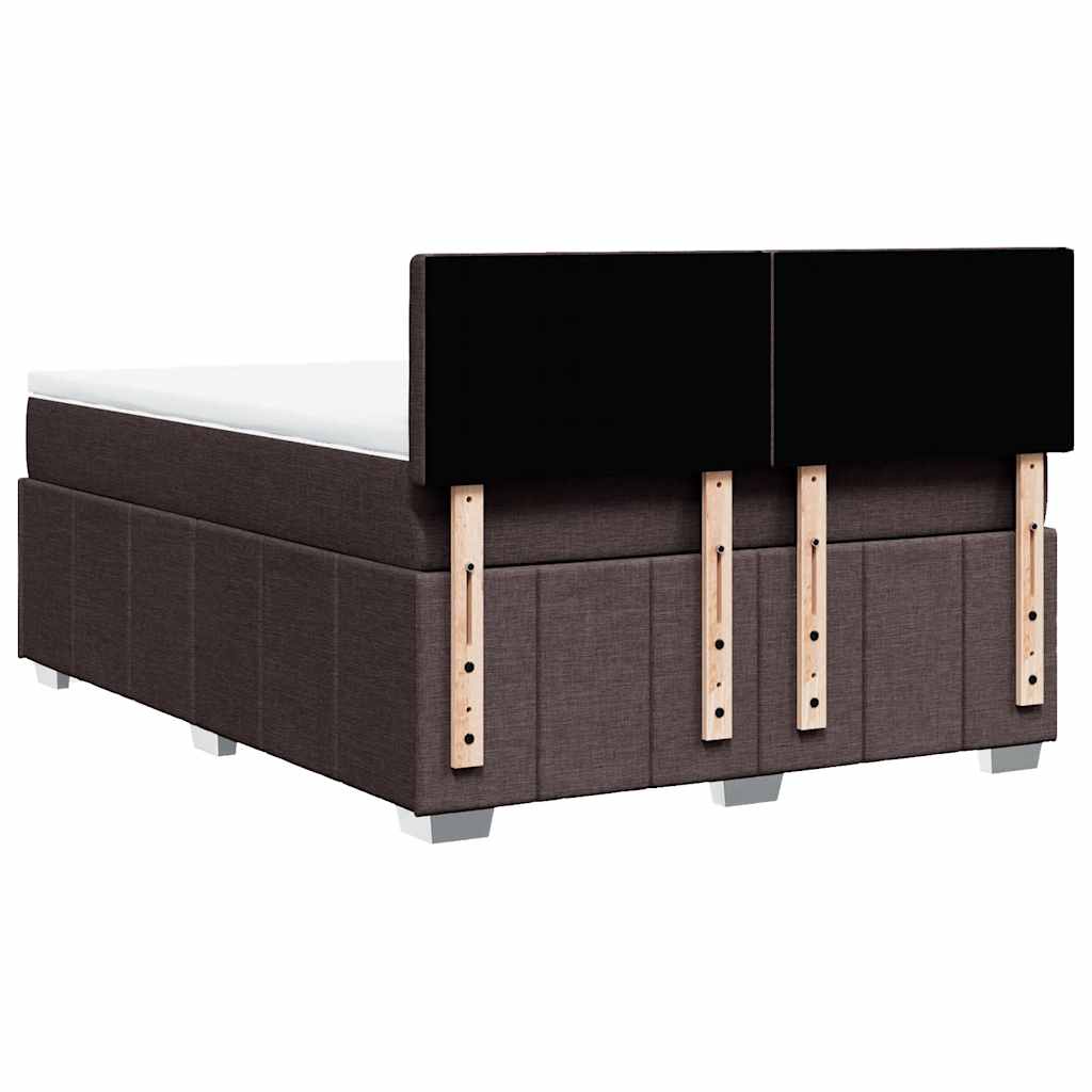 Κρεβάτι Boxspring με Στρώμα Σκούρο Καφέ 140x190 εκ. Υφασμάτινο - Pakobazaar