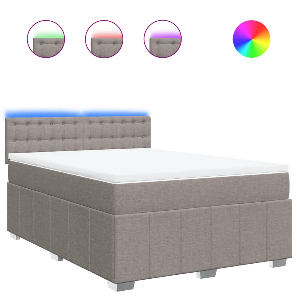 Κρεβάτι Boxspring με Στρώμα Taupe 140x190 εκ. Υφασμάτινο - Pakobazaar