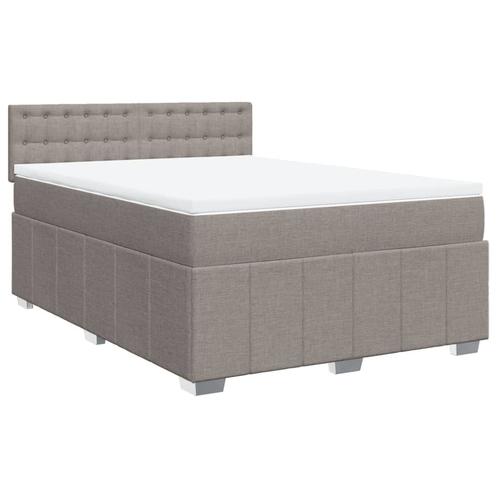 Κρεβάτι Boxspring με Στρώμα Taupe 140x190 εκ. Υφασμάτινο - Pakobazaar