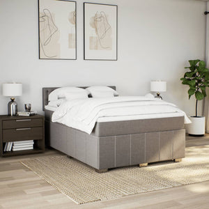 Κρεβάτι Boxspring με Στρώμα Taupe 140x190 εκ. Υφασμάτινο - Pakobazaar
