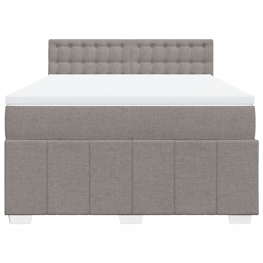 Κρεβάτι Boxspring με Στρώμα Taupe 140x190 εκ. Υφασμάτινο - Pakobazaar