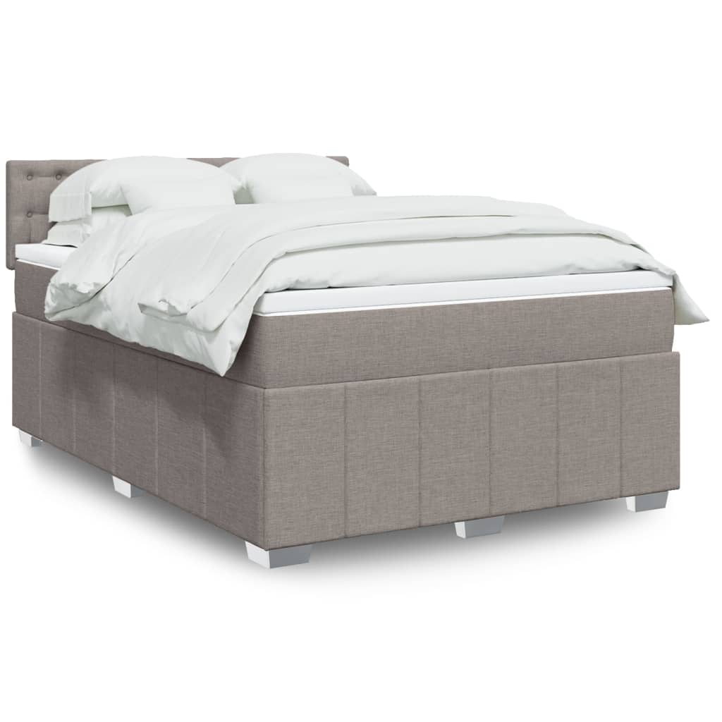 Κρεβάτι Boxspring με Στρώμα Taupe 140x190 εκ. Υφασμάτινο - Pakobazaar