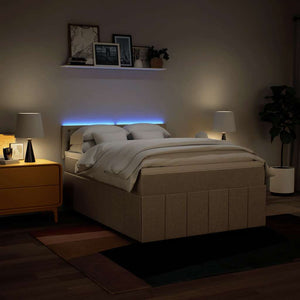 Κρεβάτι Boxspring με Στρώμα Κρεμ 140x190 εκ. Υφασμάτινο - Pakobazaar