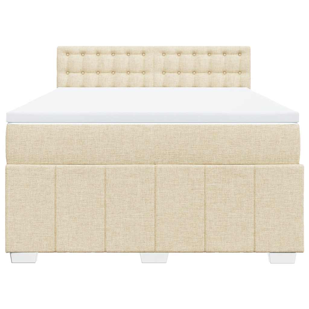 Κρεβάτι Boxspring με Στρώμα Κρεμ 140x190 εκ. Υφασμάτινο - Pakobazaar