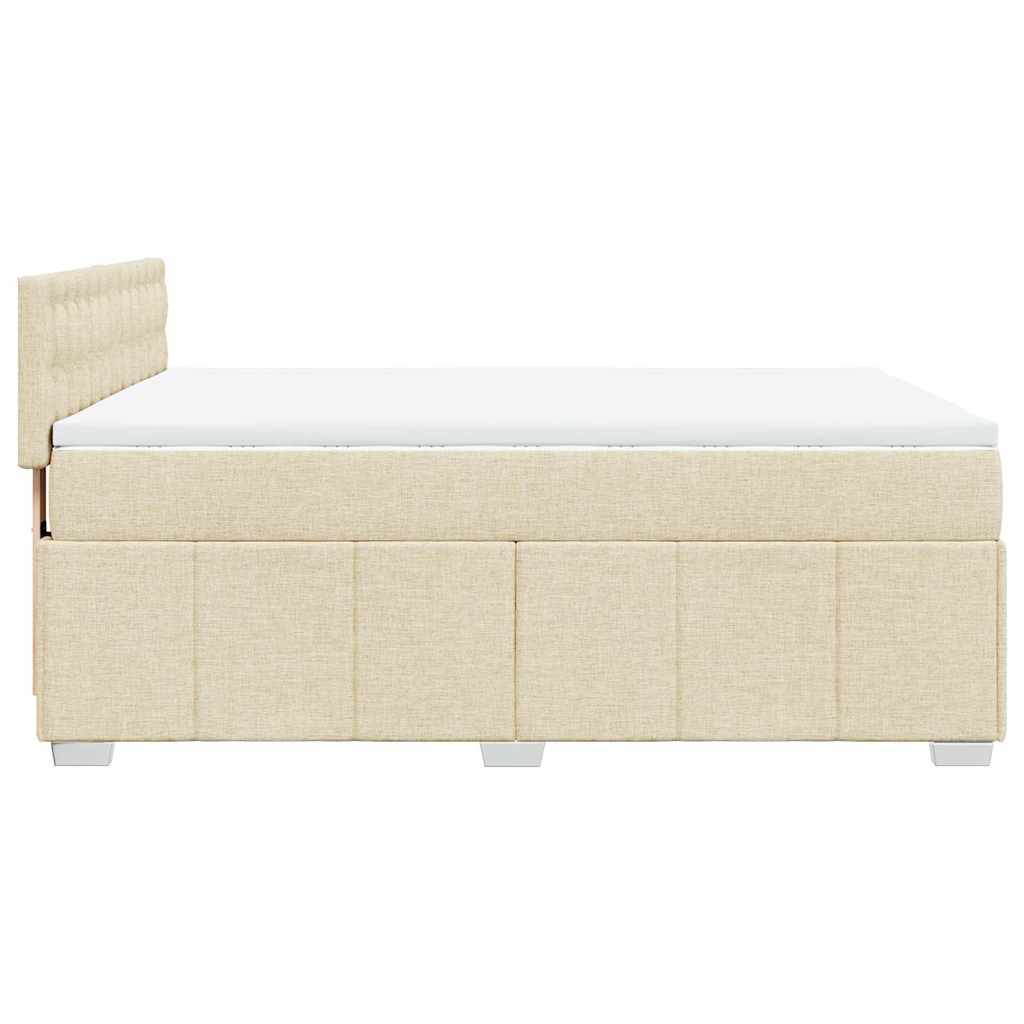 Κρεβάτι Boxspring με Στρώμα Κρεμ 140x190 εκ. Υφασμάτινο - Pakobazaar