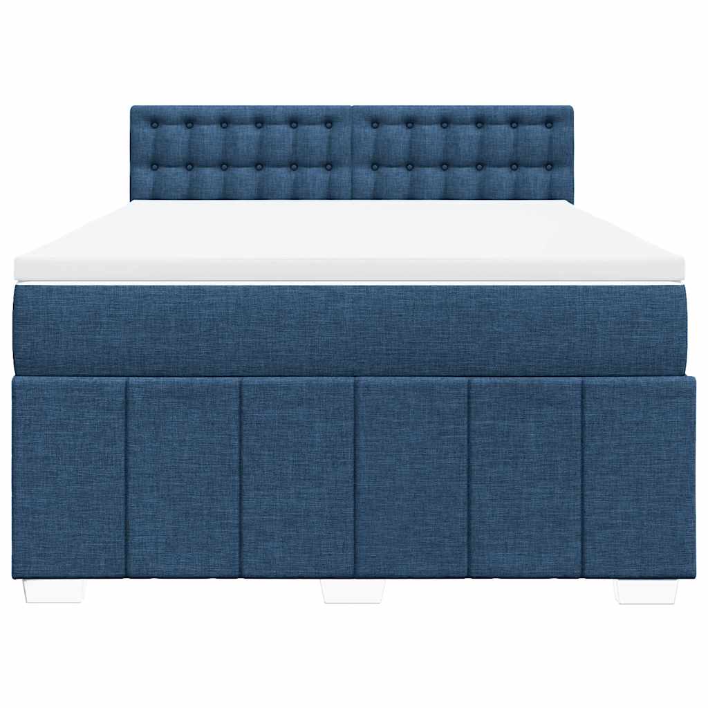 Κρεβάτι Boxspring με Στρώμα Μπλε 140x190 εκ. Υφασμάτινο