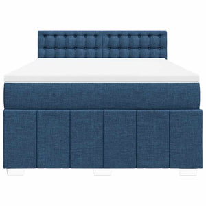 Κρεβάτι Boxspring με Στρώμα Μπλε 140x190 εκ. Υφασμάτινο