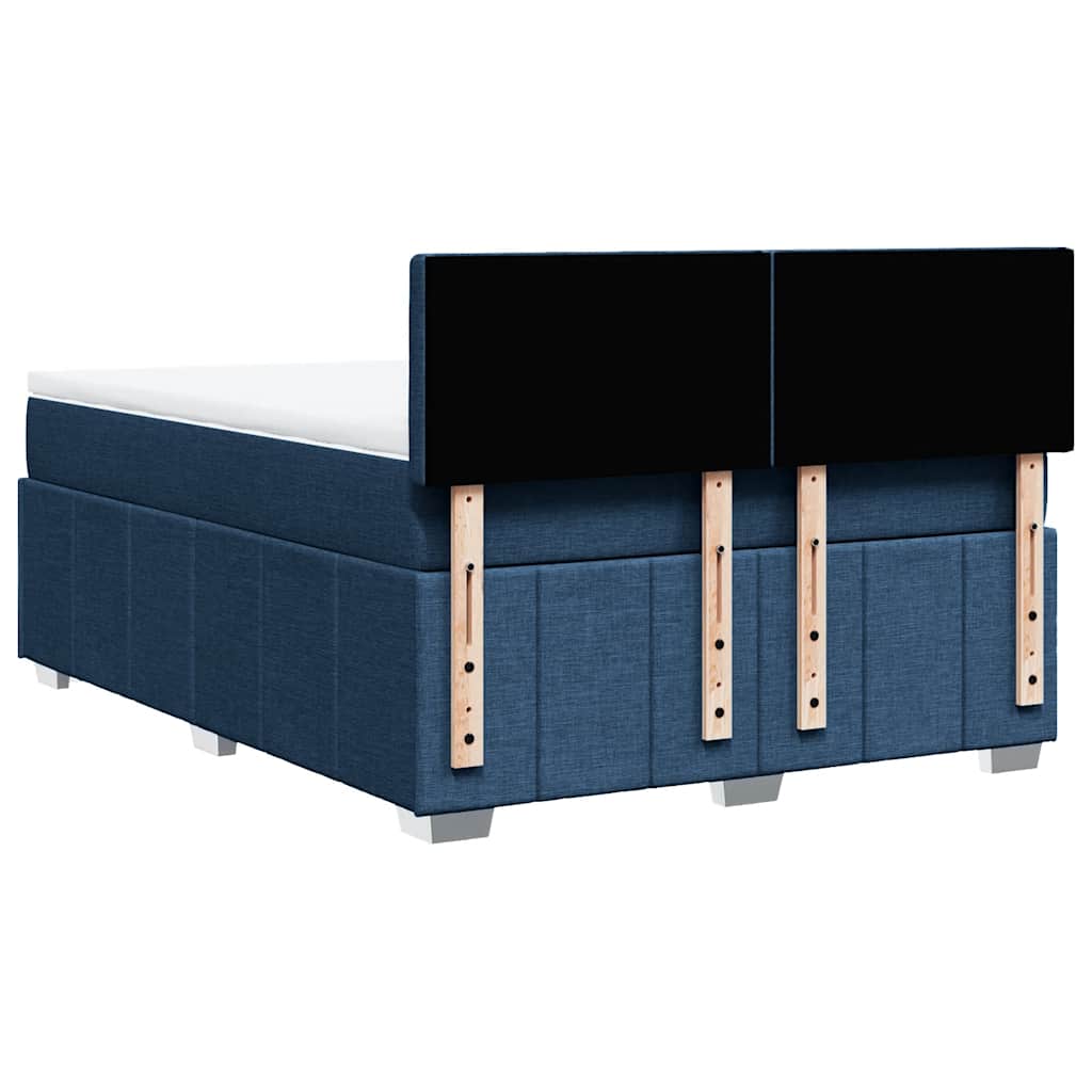 Κρεβάτι Boxspring με Στρώμα Μπλε 140x190 εκ. Υφασμάτινο