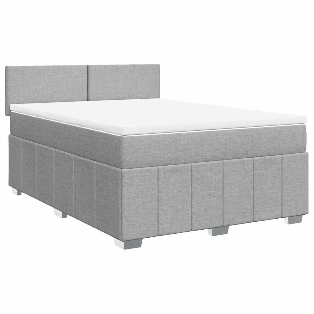 Κρεβάτι Boxspring με Στρώμα Ανοιχτό Γκρι 140x200 εκ. Υφασμάτινο - Pakobazaar