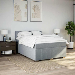 Κρεβάτι Boxspring με Στρώμα Ανοιχτό Γκρι 140x200 εκ. Υφασμάτινο - Pakobazaar