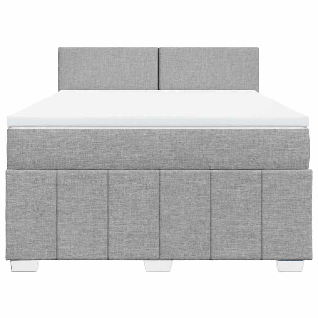 Κρεβάτι Boxspring με Στρώμα Ανοιχτό Γκρι 140x200 εκ. Υφασμάτινο - Pakobazaar