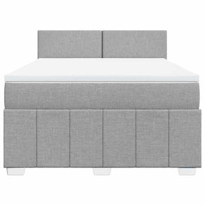 Κρεβάτι Boxspring με Στρώμα Ανοιχτό Γκρι 140x200 εκ. Υφασμάτινο - Pakobazaar