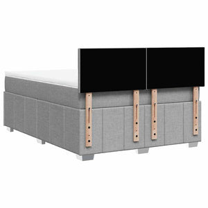 Κρεβάτι Boxspring με Στρώμα Ανοιχτό Γκρι 140x200 εκ. Υφασμάτινο - Pakobazaar