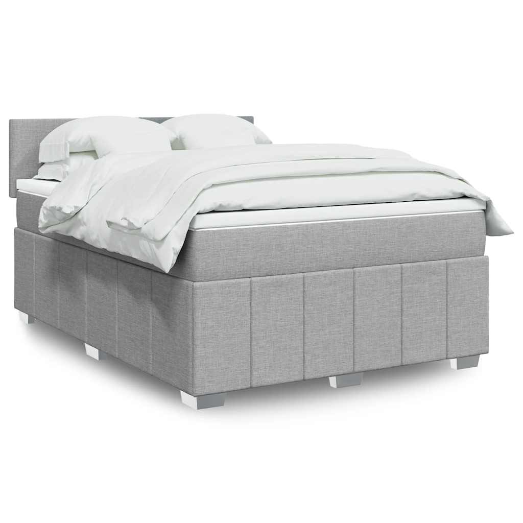 Κρεβάτι Boxspring με Στρώμα Ανοιχτό Γκρι 140x200 εκ. Υφασμάτινο - Pakobazaar