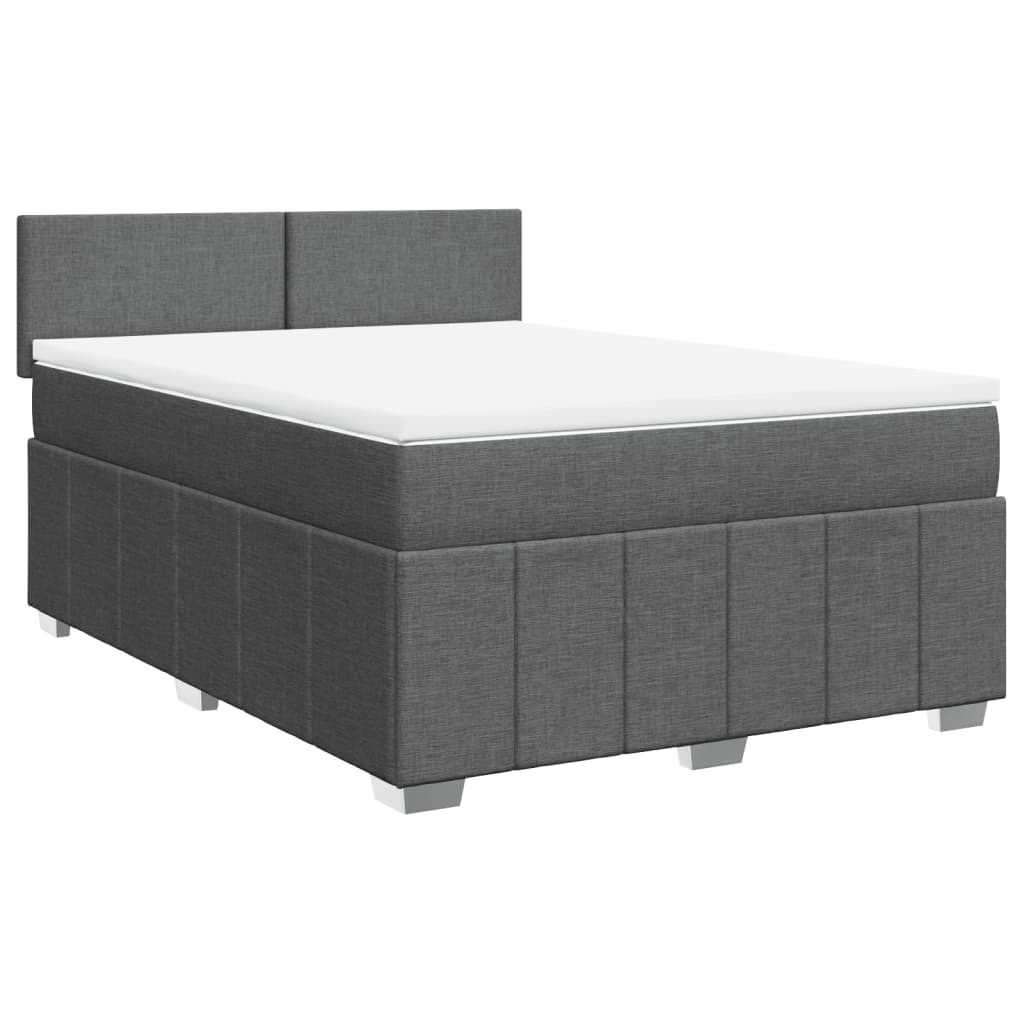 Κρεβάτι Boxspring με Στρώμα Σκούρο Γκρι 140x200 εκ Υφασμάτινο - Pakobazaar