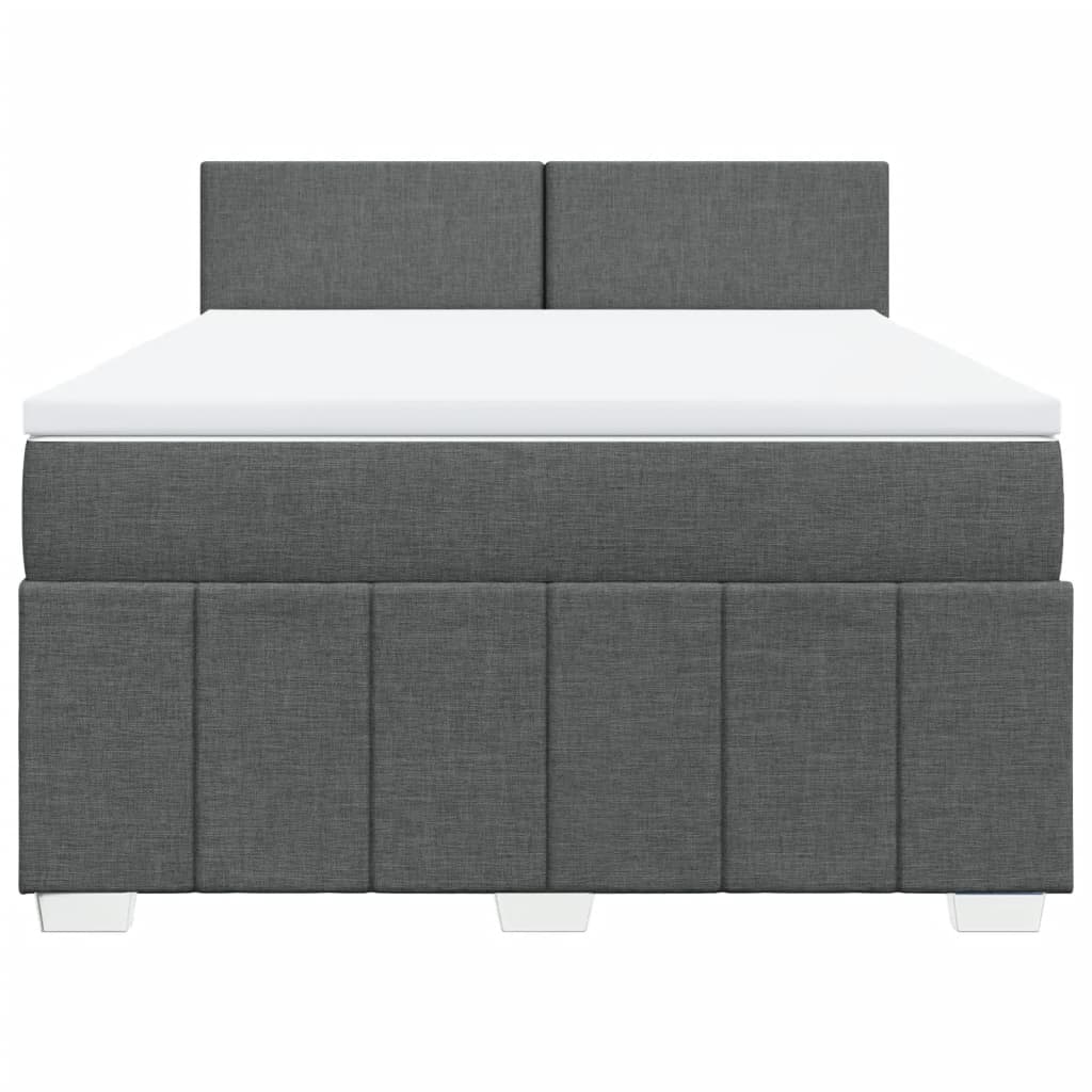Κρεβάτι Boxspring με Στρώμα Σκούρο Γκρι 140x200 εκ Υφασμάτινο - Pakobazaar