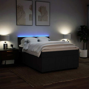 Κρεβάτι Boxspring με Στρώμα Μαύρο 140x200 εκ. Υφασμάτινο - Pakobazaar