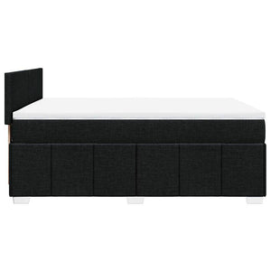 Κρεβάτι Boxspring με Στρώμα Μαύρο 140x200 εκ. Υφασμάτινο - Pakobazaar