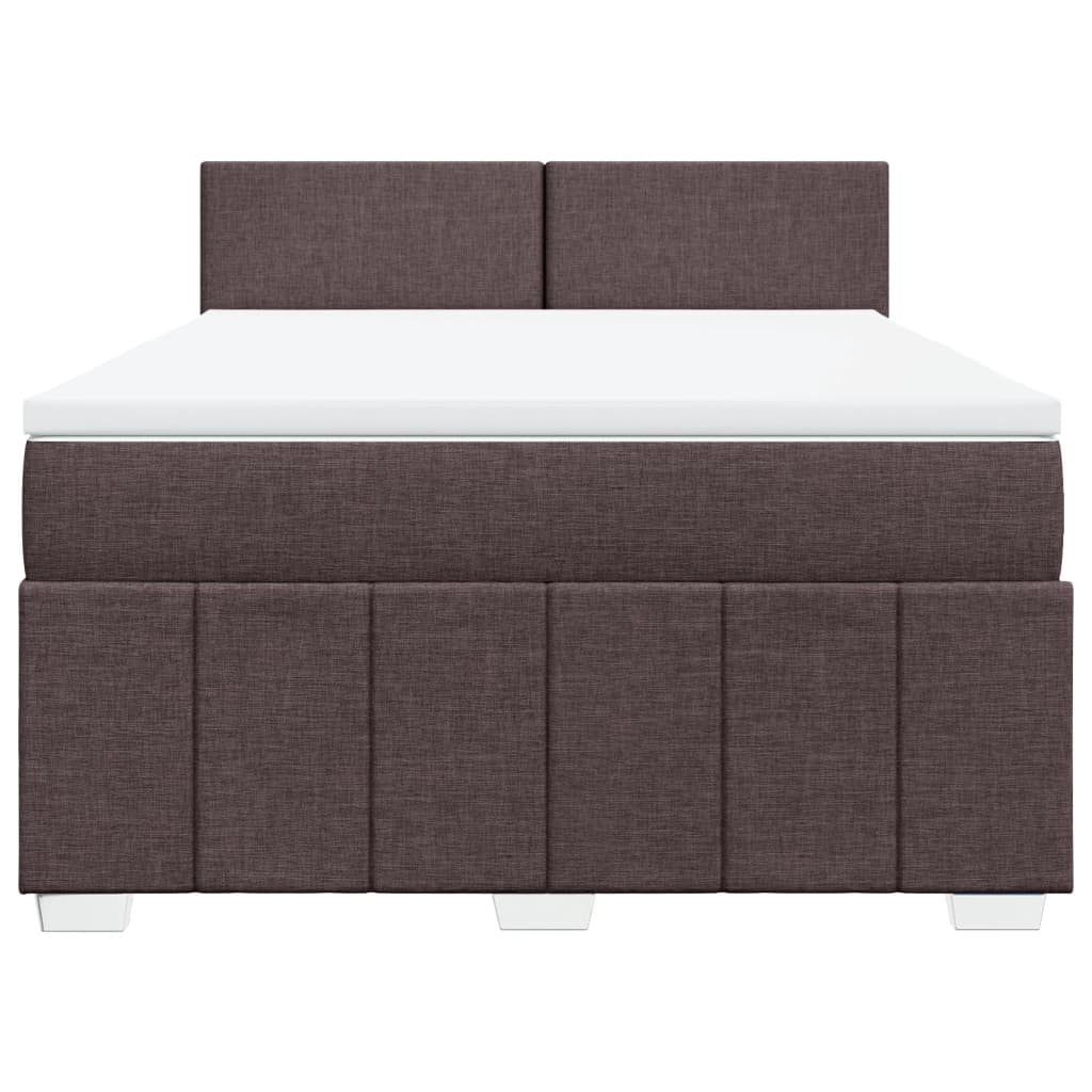 Κρεβάτι Boxspring με Στρώμα Σκούρο Καφέ 140x200 εκ Υφασμάτινο