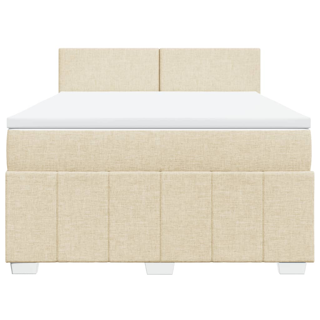 Κρεβάτι Boxspring με Στρώμα Κρεμ 140x200 εκ. Υφασμάτινο - Pakobazaar