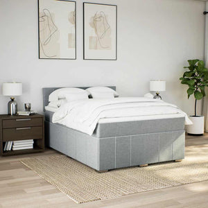 Κρεβάτι Boxspring με Στρώμα Ανοιχτό Γκρι 140x200 εκ. Υφασμάτινο - Pakobazaar