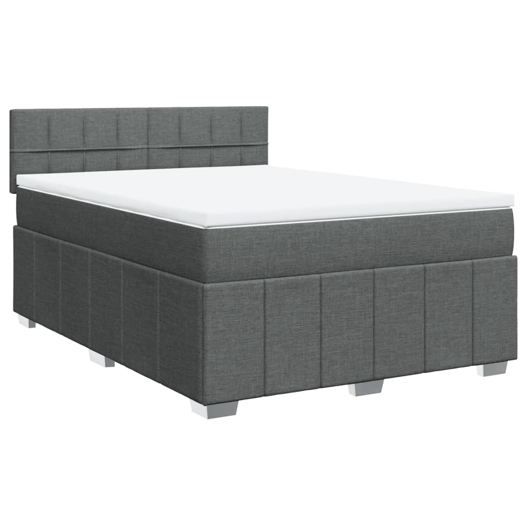 Κρεβάτι Boxspring με Στρώμα Σκούρο Γκρι 140x200 εκ Υφασμάτινο - Pakobazaar
