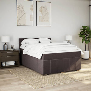 Κρεβάτι Boxspring με Στρώμα Σκούρο Καφέ 140x200 εκ Υφασμάτινο - Pakobazaar