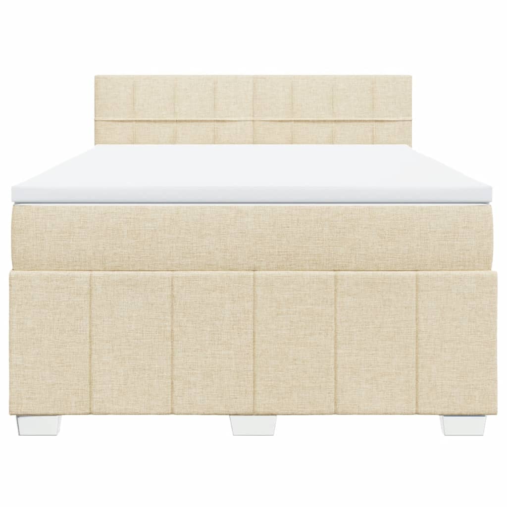 Κρεβάτι Boxspring με Στρώμα Κρεμ 140x200 εκ. Υφασμάτινο - Pakobazaar