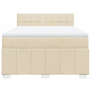 Κρεβάτι Boxspring με Στρώμα Κρεμ 140x200 εκ. Υφασμάτινο - Pakobazaar