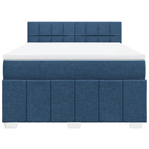 Κρεβάτι Boxspring με Στρώμα Μπλε 140x200 εκ. Υφασμάτινο - Pakobazaar